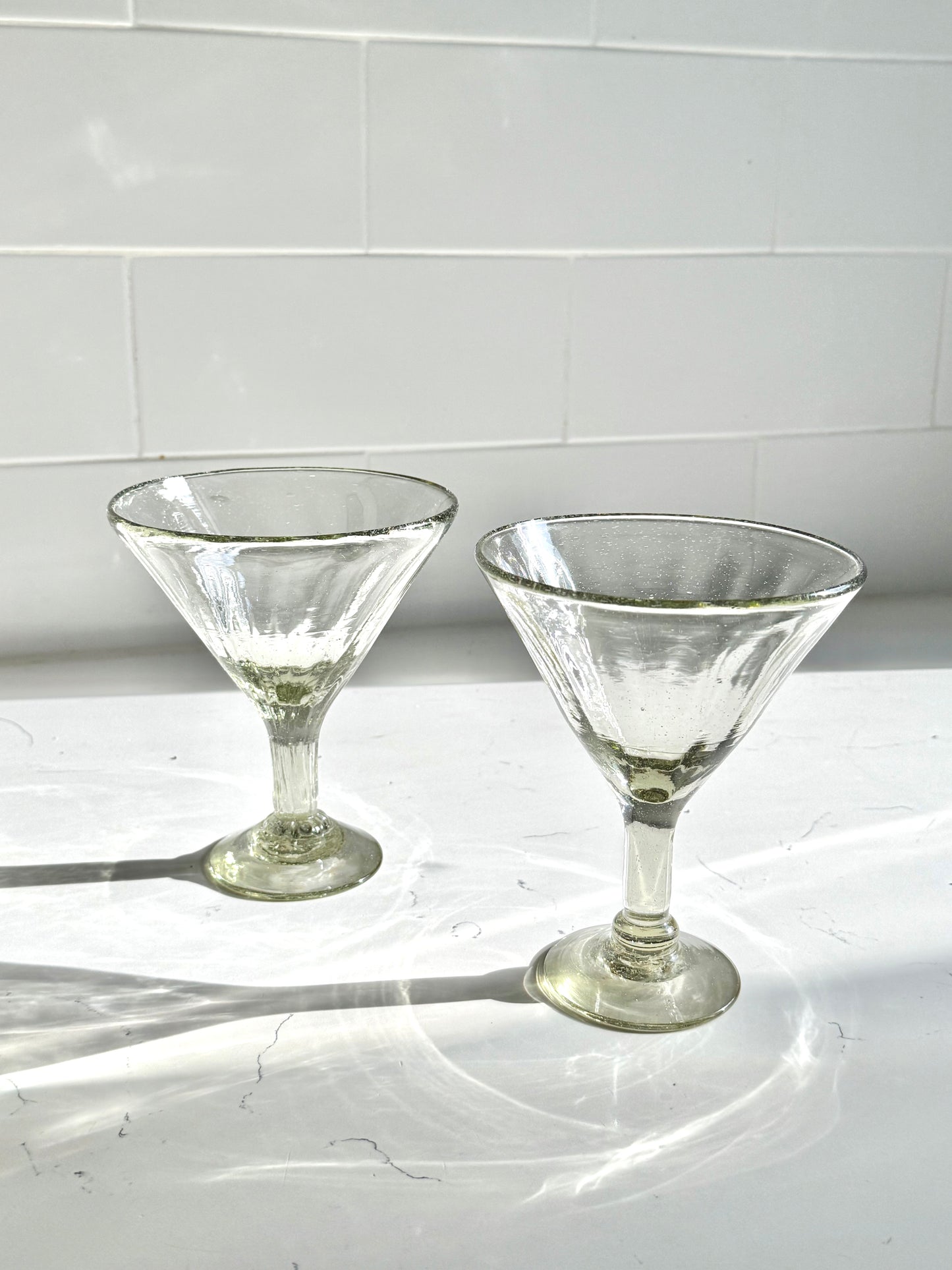 Recycled Handblown Martini Glass, Set of 2