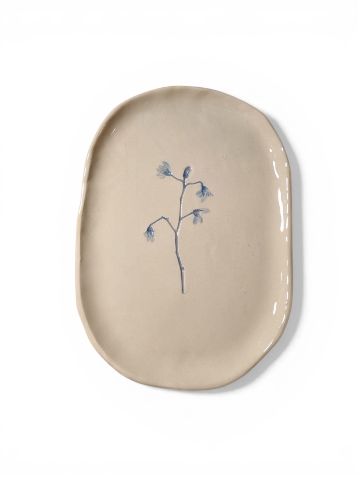 Hand-Painted Floral Tray, Blue