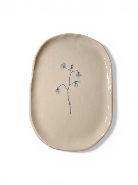 Hand-Painted Floral Tray, Blue
