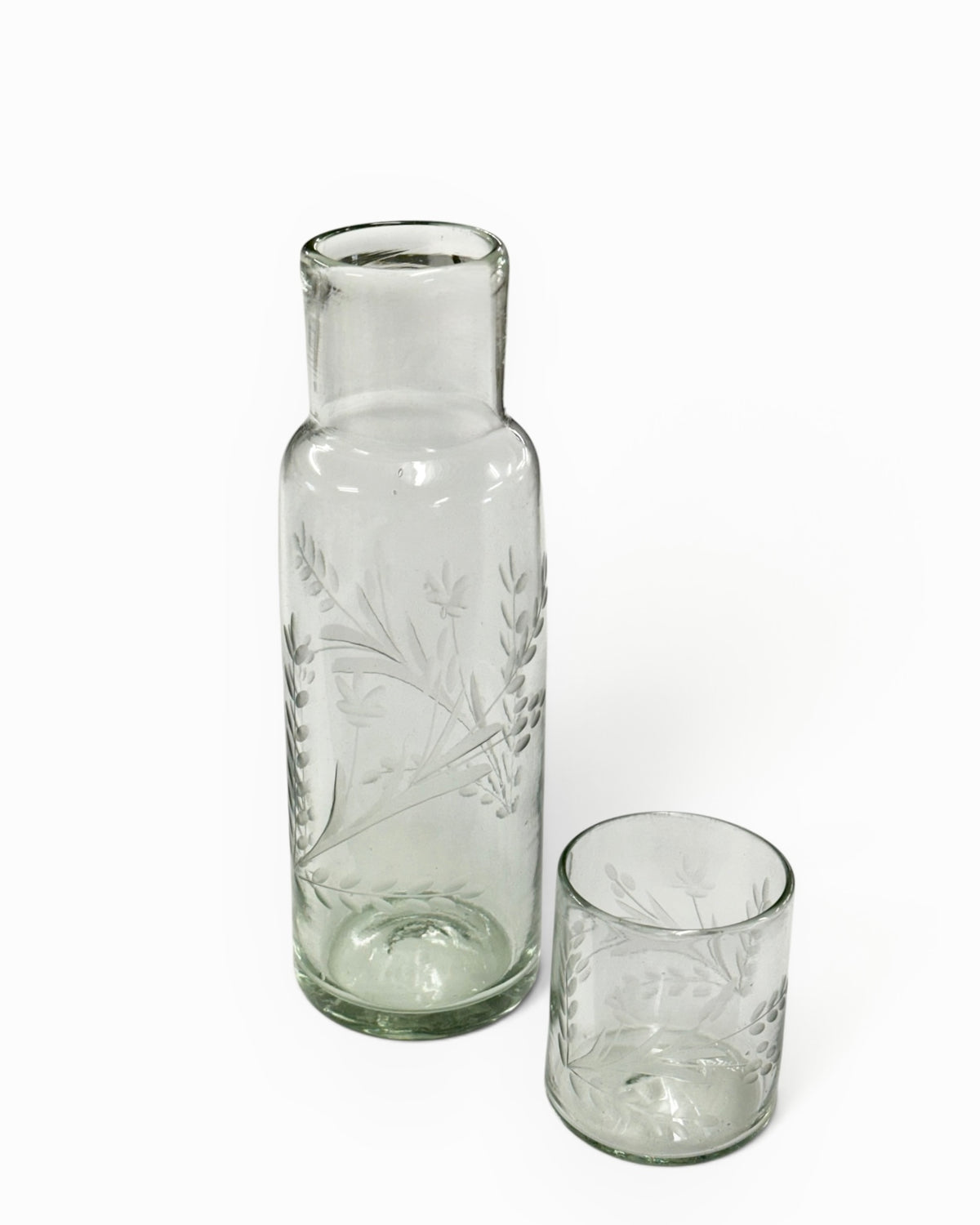 Etched Tall Carafe and Glass Set