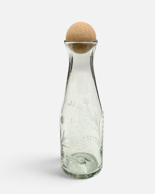 Hand-etched Carafe with Cork Ball