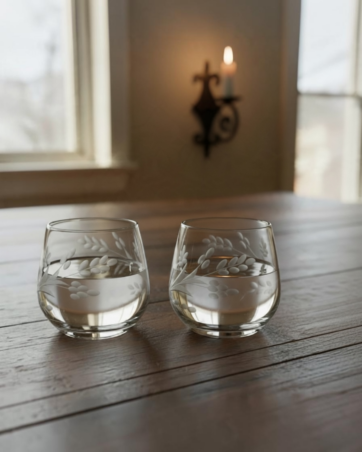 Etched Ronde Glass, Clear