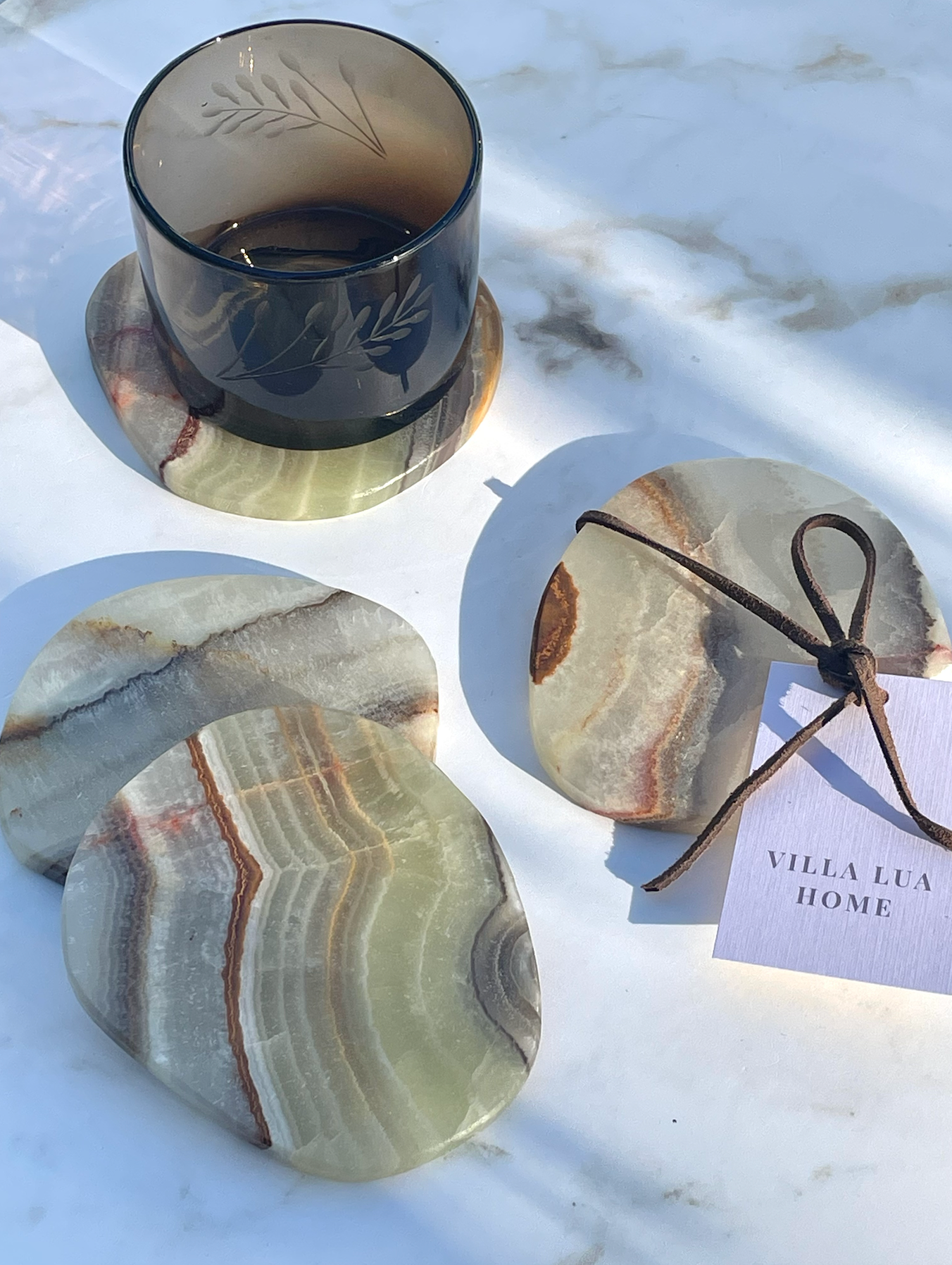 Green Onyx Coaster, Set of 4