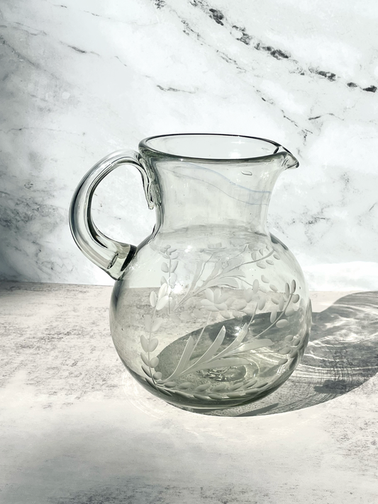 Hand-etched Blown Pitcher