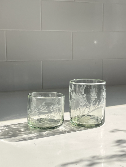 Hand-etched Blown Tumbler Glass
