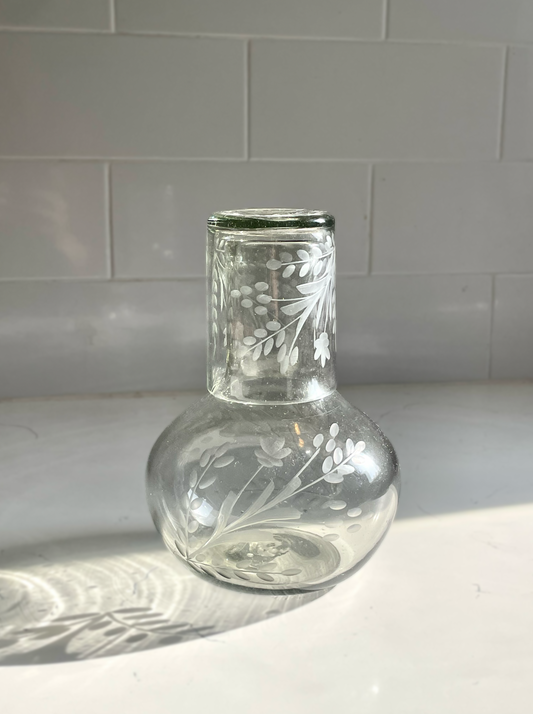 Hand-etched Blown Carafe Set