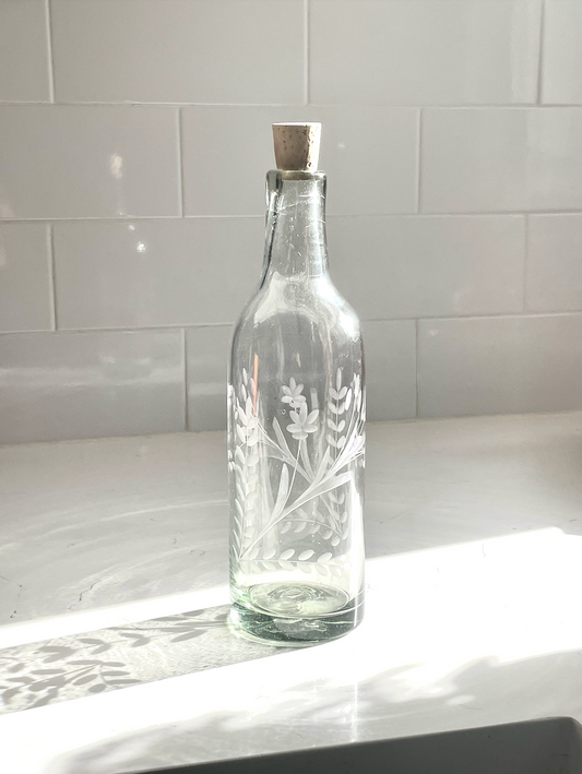 Hand-etched Blown Bottle