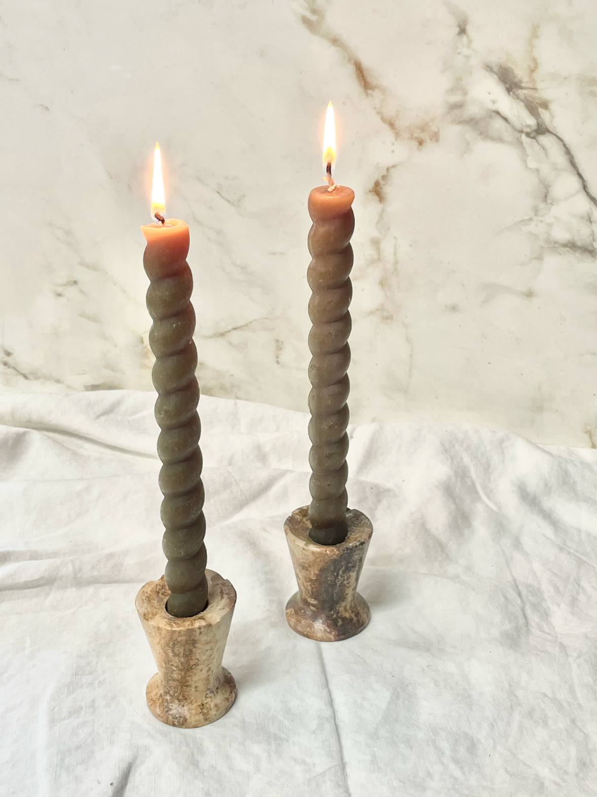 Rust Travertine Candle Holder