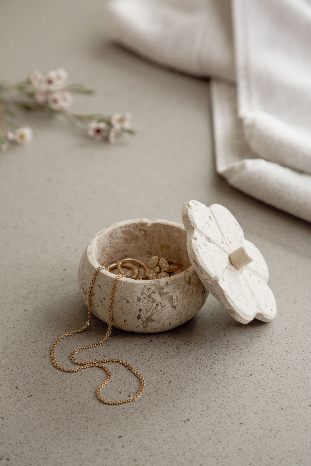 White Travertine Trinket Box