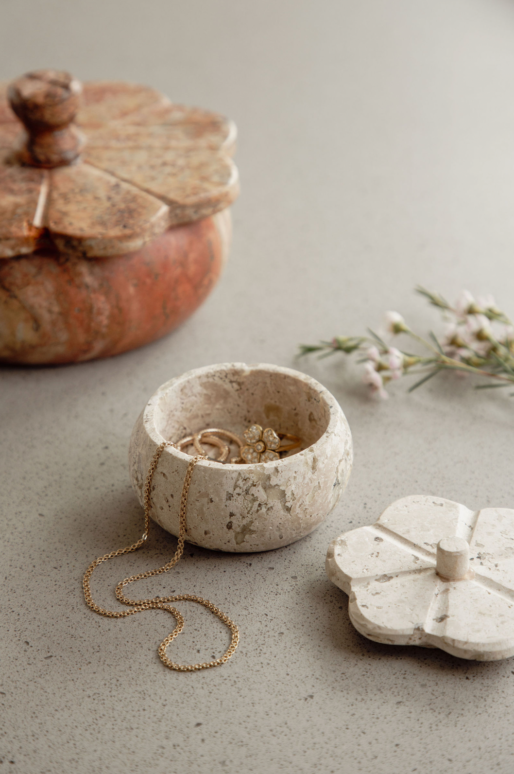 White Travertine Trinket Box