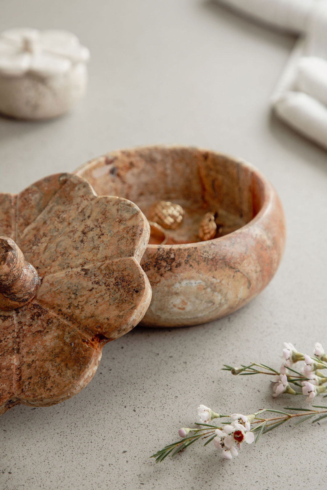 Rust Travertine Trinket Box