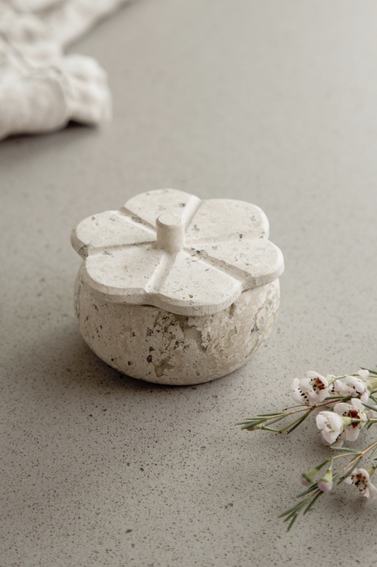 White Travertine Trinket Box